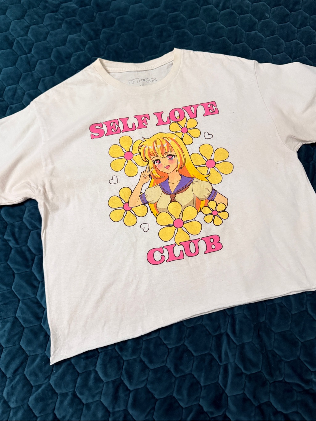 Anime Daisy Graphic Fifth Sun White Tee Retro Graphic Large L